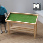 Présentoir de produits miniature à l'échelle 1:12 en bois brut, dessus incliné avec étagère inférieure, 9,8 cm de haut, fourniture de maison de poupée à monter soi-même