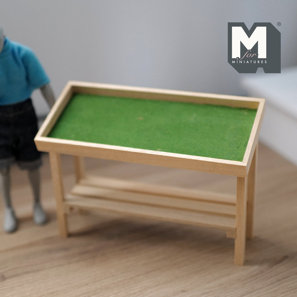 1:12 Scale Miniature Unpainted Wood Produce Display Stand, Sloped Top with Lower Shelf, 3-7/8 inch tall, DIY Dollhouse Supply