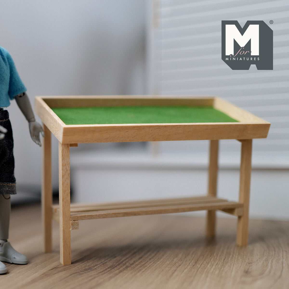 1:12 Scale Miniature Unpainted Wood Produce Display Stand, Sloped Top with Lower Shelf, 3-7/8 inch tall, DIY Dollhouse Supply