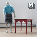 1:12 Scale Miniature Wood Checkerboard Table, Square Top, 2-5/8 inch tall, DIY Dollhouse Supply (burgundy)