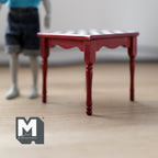 1:12 Scale Miniature Wood Checkerboard Table, Square Top, 2-5/8 inch tall, DIY Dollhouse Supply (burgundy)