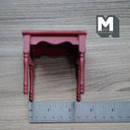 1:12 Scale Miniature Wood Checkerboard Table, Square Top, 2-5/8 inch tall, DIY Dollhouse Supply (burgundy)