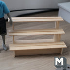 1:12 Scale Miniature Unpainted Wood 3 Tier Display Shelf, Stepped Fruit Stand, 5-11/16 inch long, DIY Dollhouse Supply (long)