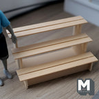 1:12 Scale Miniature Unpainted Wood 3 Tier Display Shelf, Stepped Fruit Stand, 5-11/16 inch long, DIY Dollhouse Supply (long)