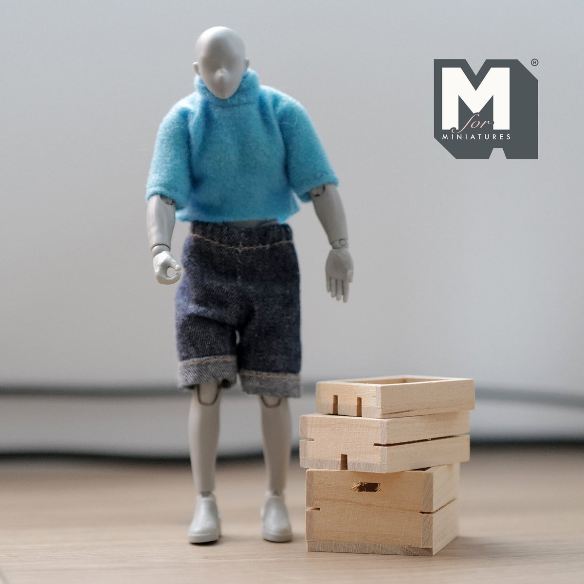 1:12 Scale Miniature Unpainted Wood Crates, Set of 3, 1-9/16 inch long, DIY Dollhouse Supply
