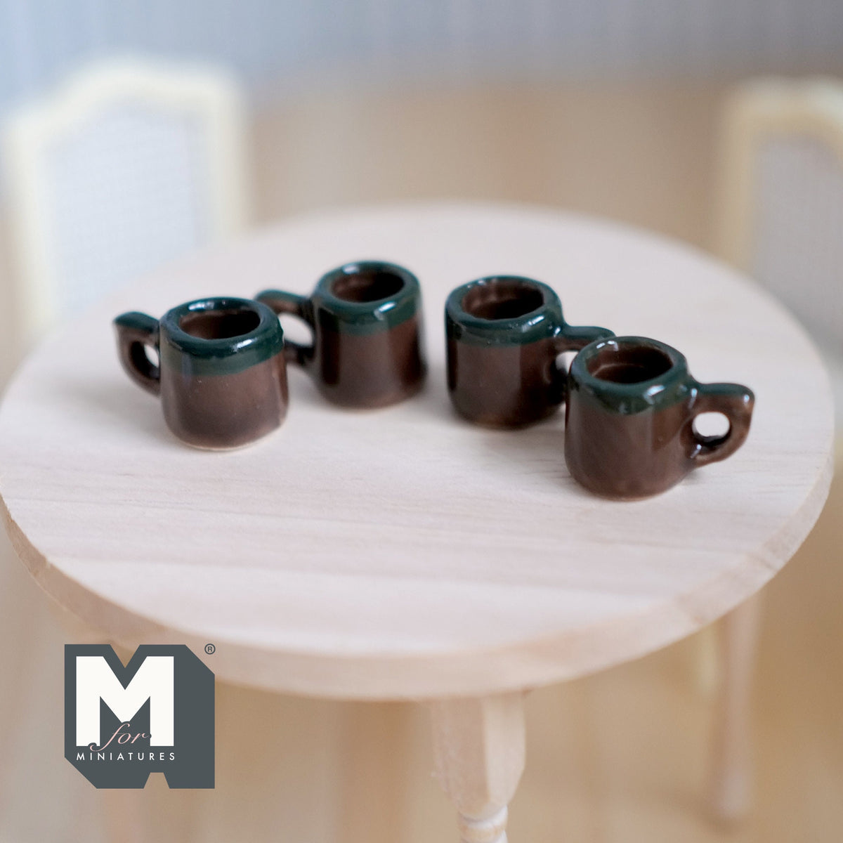1:12 Scale Miniature Stone Mugs Dollhouse Supplies Coffee Mugs Set of 4 - A023