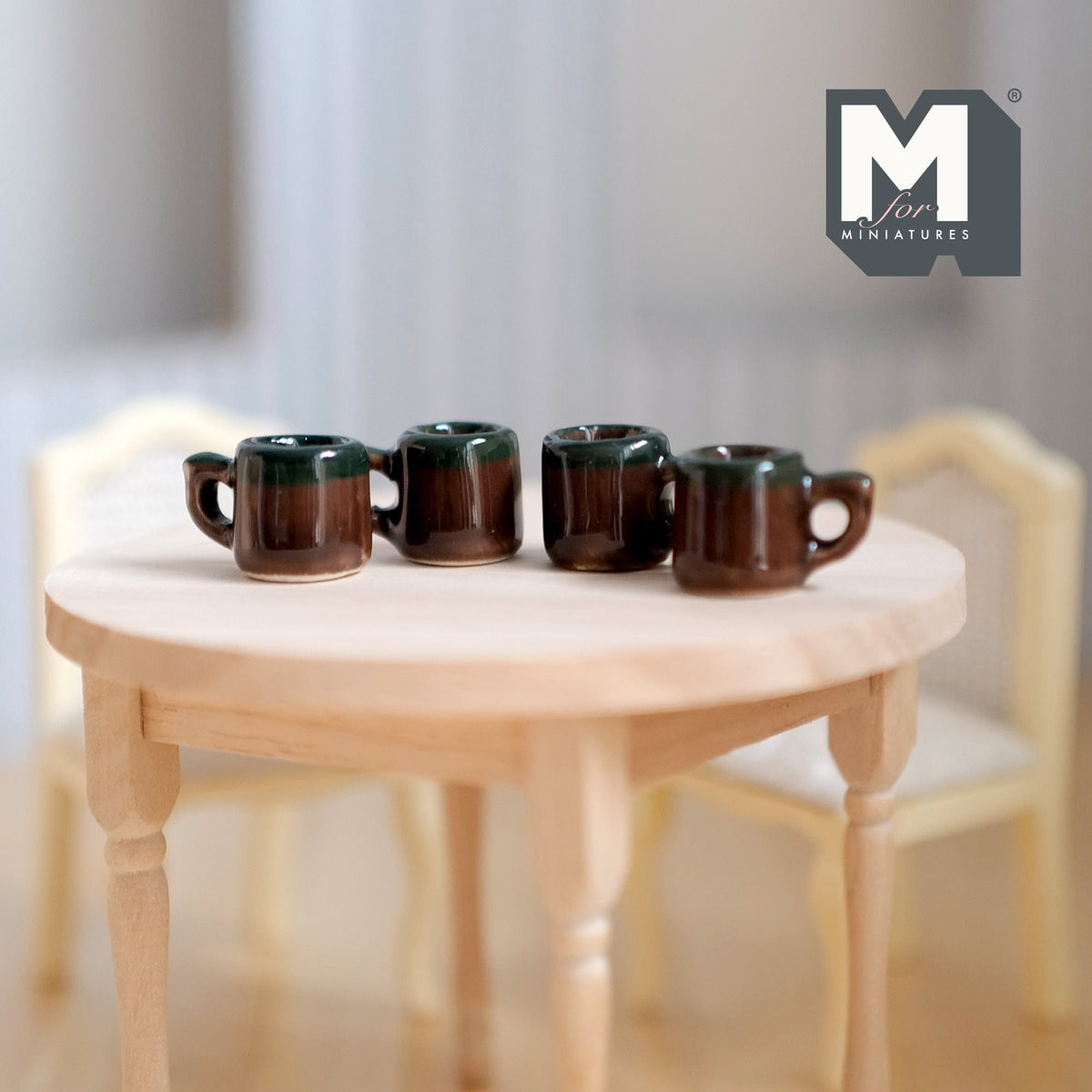 1:12 Scale Miniature Stone Mugs Dollhouse Supplies Coffee Mugs Set of 4 - A023