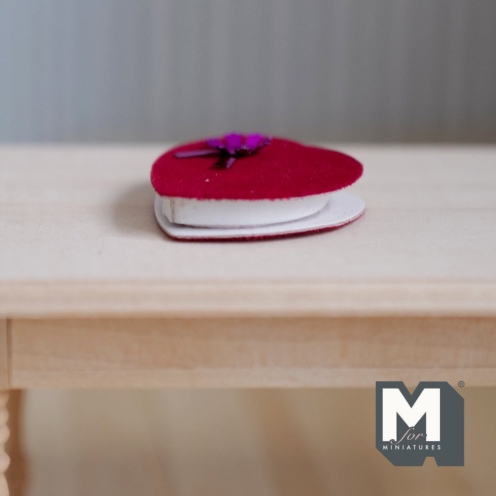 1:12 Scale Miniature Red Heart Shaped Box of Chocolates, 1-1/4 inch tall, DIY Dollhouse Supply (non edible)