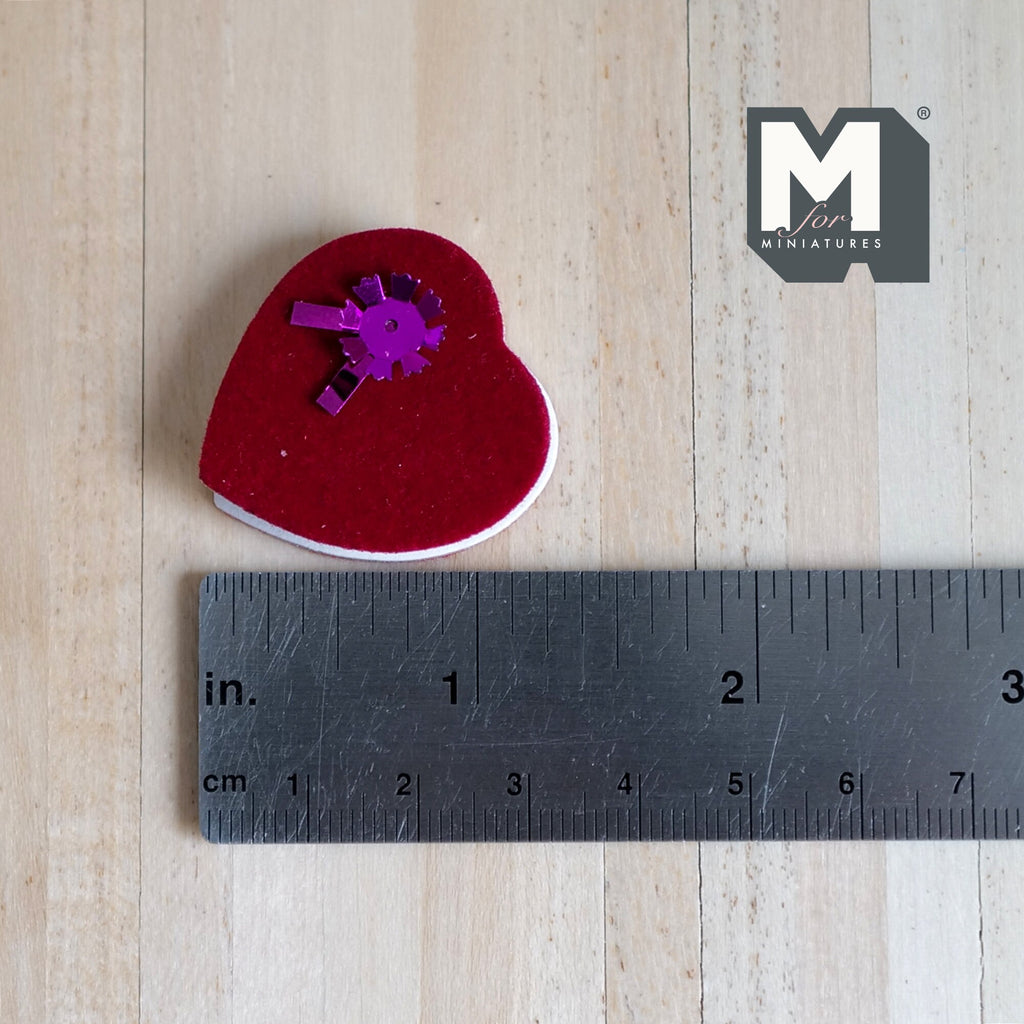1:12 Scale Miniature Red Heart Shaped Box of Chocolates, 1-1/4 inch tall, DIY Dollhouse Supply (non edible)