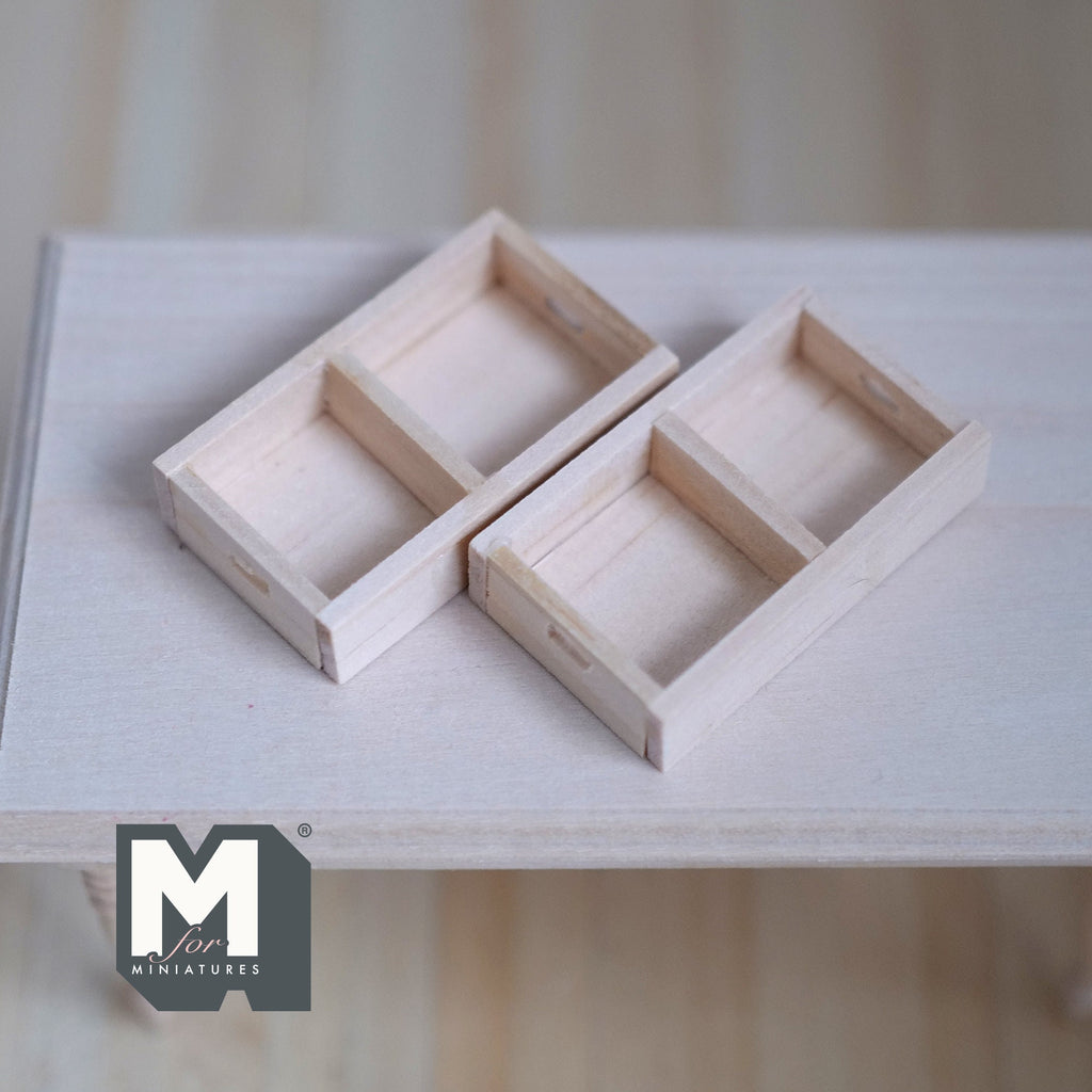 Miniature Divided Crates 1:12 Scale Dollhouse Supplies Fruit Crate Vegetables Crate Food Crate Wine Crate Display Crate Set of 2 - F057