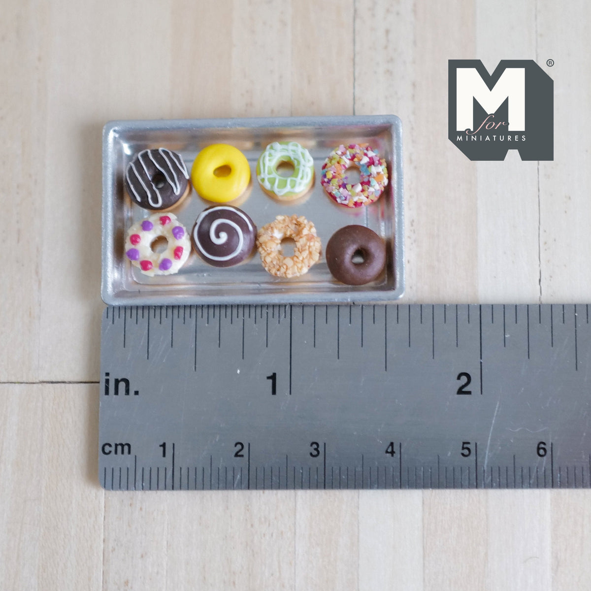 Miniature Desserts and Tray Set of 9 , 1:12 Scale Dollhouse Chocolate Cream and Candy Desserts  - E030