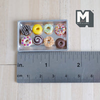 Miniature Desserts and Tray Set of 9 , 1:12 Scale Dollhouse Chocolate Cream and Candy Desserts (non-edible) - E030