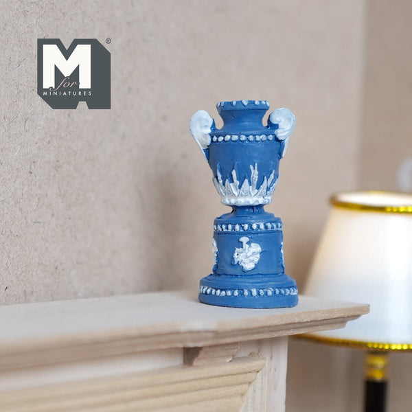 Miniature Blue Vase , Flower Vase 1:12 Scale Dollhouse Trophy Style Vase (cast resin) - B061