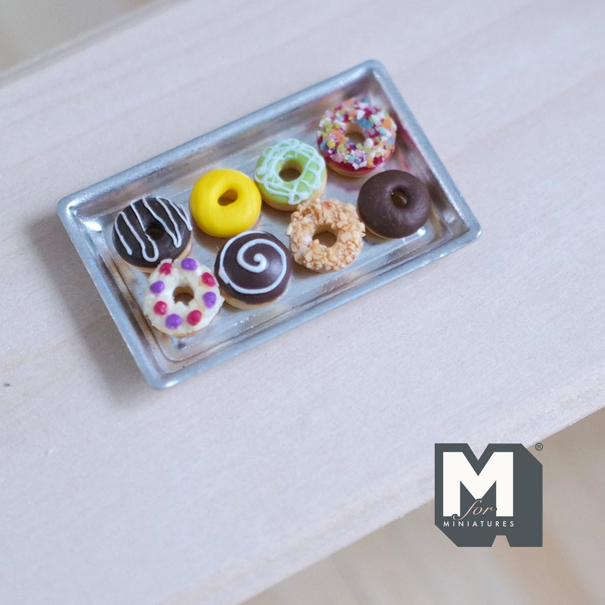 Miniature Desserts and Tray Set of 9 , 1:12 Scale Dollhouse Chocolate Cream and Candy Desserts  - E030