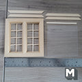 1:12 Scale Miniature Window with Acrylic Pane and Back Trim, Unfinished Wood, Ready to Paint, 4-3/16 inch wide, Dollhouse Craft Supply