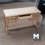 Dollhouse Supplies Dressing Table 1:12 Scale Unpainted Miniature Vanity Table with 5 Drawers 4-3/16 inch long - i030