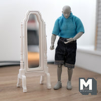 Miniature Full Length Mirror 1:12 Scale Free Standing Mirror Body Length Mirror Standup Dresser Mirror (wood) - C031