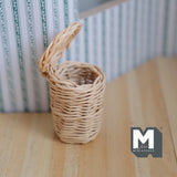 Miniature Wicker Laundry Hamper with Lid / Laundry Basket /  Laundry Bin 1-7/8 inch tall - D066