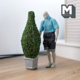 Miniature Topiary Plant with Square Base Pot 1:12 Scale Dollhouse Garden Tree 5-11/16 inch tall