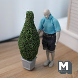 Miniature Topiary Plant with Square Base Pot 1:12 Scale Dollhouse Garden Tree 5-11/16 inch tall