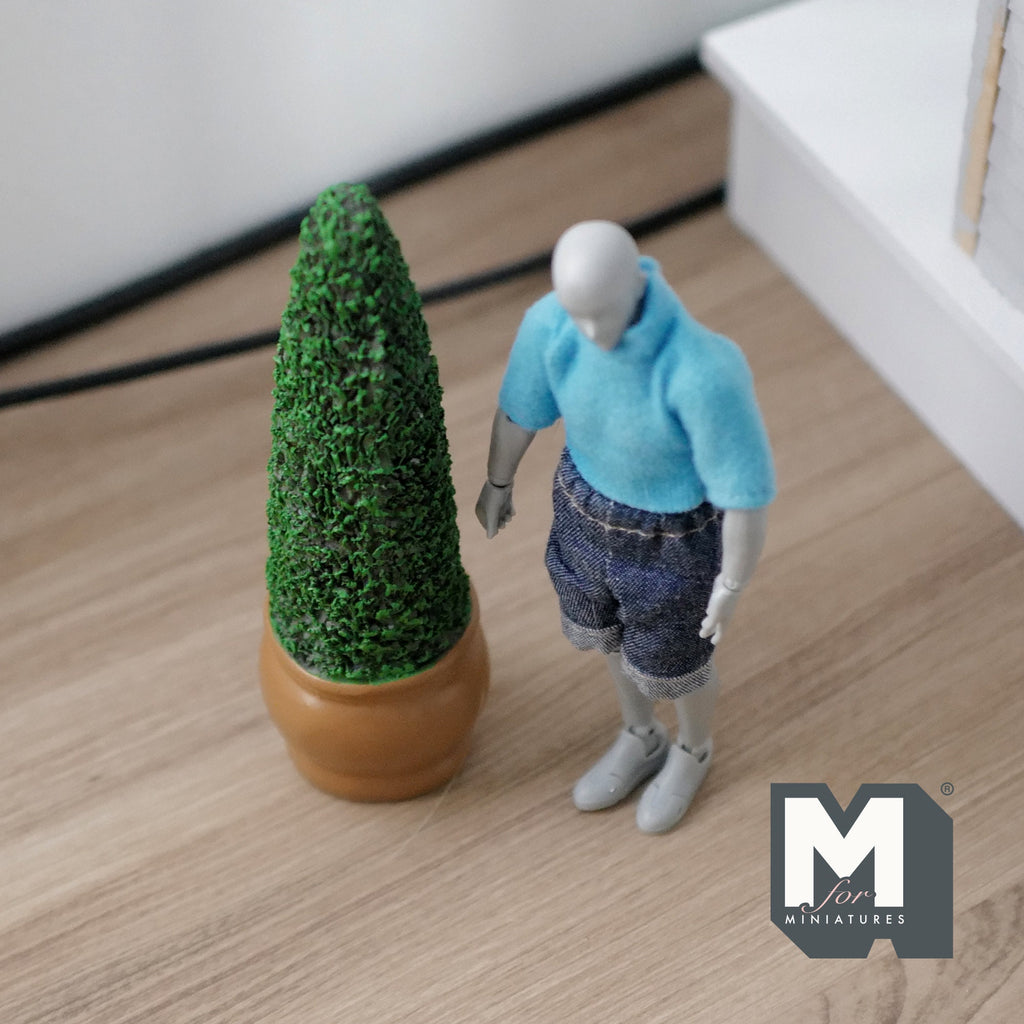 1:12 Scale Miniature Cone Topiary in Round Pot, 5-11/16 inch tall, DIY Dollhouse Supply