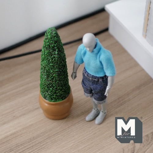 1:12 Scale Miniature Cone Topiary in Round Pot, 5-11/16 inch tall, DIY Dollhouse Supply