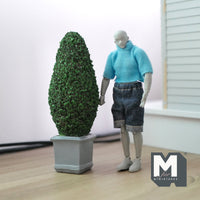 Miniature Topiary Plant with Square Base Pot 1:12 Scale Dollhouse Garden Tree 5-13/16 inch tall