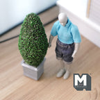 Miniature Topiary Plant with Square Base Pot 1:12 Scale Dollhouse Garden Tree 5-13/16 inch tall - B018