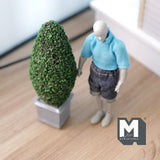 Miniature Topiary Plant with Square Base Pot 1:12 Scale Dollhouse Garden Tree 5-13/16 inch tall