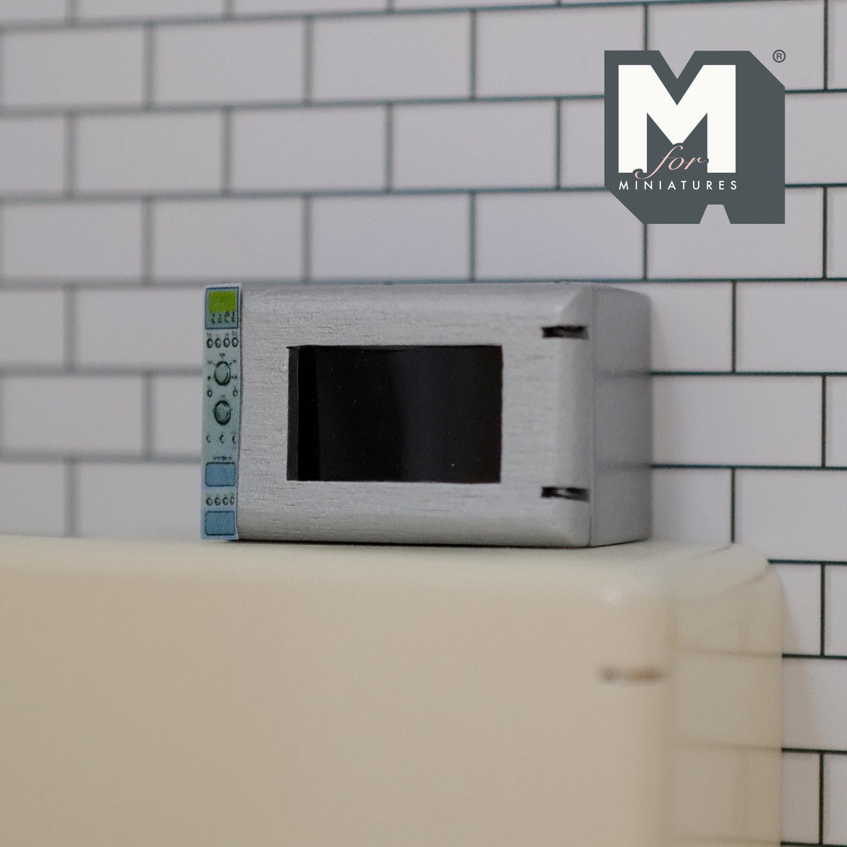 1:12 Scale Miniature Microwave Oven with Opening Door, 1-1/2 inch wide, DIY Dollhouse Supply (silver gray)