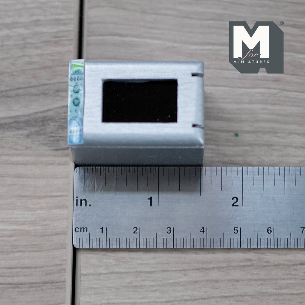 1:12 Scale Miniature Microwave Oven with Opening Door, 1-1/2 inch wide, DIY Dollhouse Supply (silver gray)