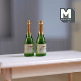 1:12 Scale Dollhouse Supplies Miniature White Wine Bottles Set of 2  - B040