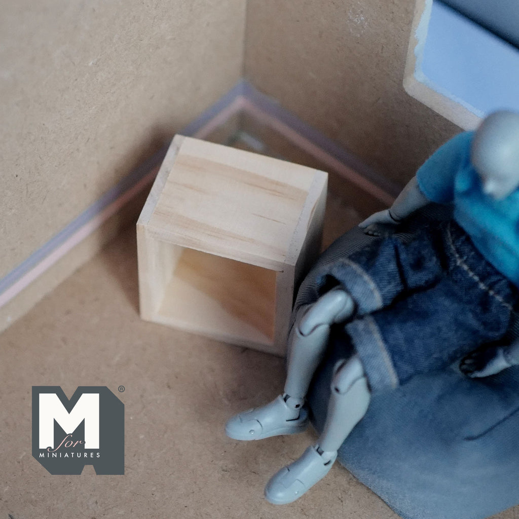 1:12 Scale Miniature Unpainted Wood Cube Shelf Unit, 1 x 1, 1-3/4 inch wide, DIY Dollhouse Supply