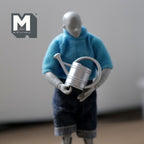 Schaal 1:12 miniatuur metalen gieter met sproeikop, 1 inch hoog, DIY-poppenhuisbenodigdheden (zilver)