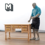 Dollhouse Supplies Dressing Table 1:12 Scale Unpainted Miniature Vanity Table with 5 Drawers 4-3/16 inch long - i030