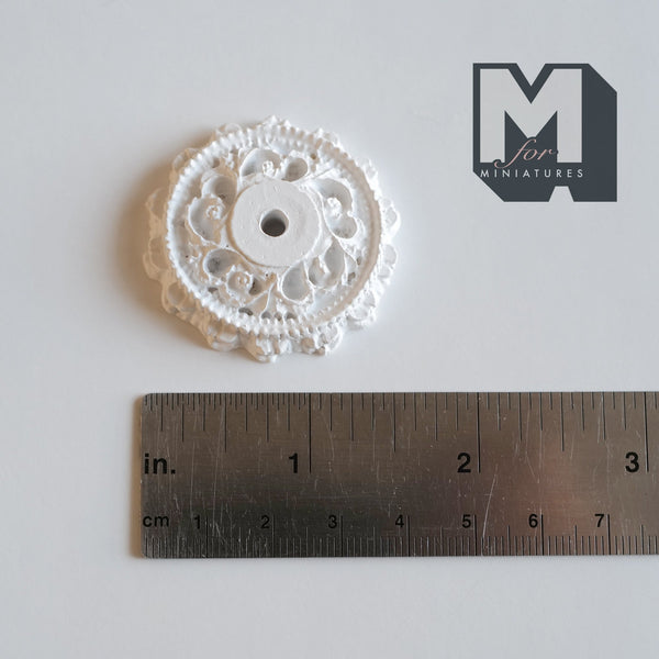 Dollhouse Ceiling Rose Miniature Victorian Style Georgian Ceiling Rose Plaster Ceiling Carving 1-1/2" (cast resin) - J051