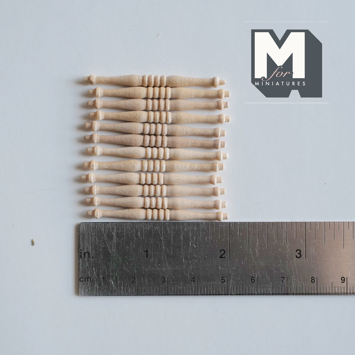 1:12 Scale Miniature Unpainted Wood Dollhouse Handrail Spindles, Set of 12, 1-7/8 inch long