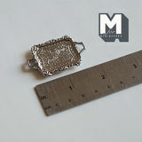 Dollhouse Supplies Metal Engraved Silver Tray 1:12 Scale Miniature Rectangular Serving Tray - F066