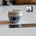 1:12 Scale Miniature Ceramic Planter Pot, Blue Floral Pattern, 1-3/4 inch dia., DIY Dollhouse Supply (large)