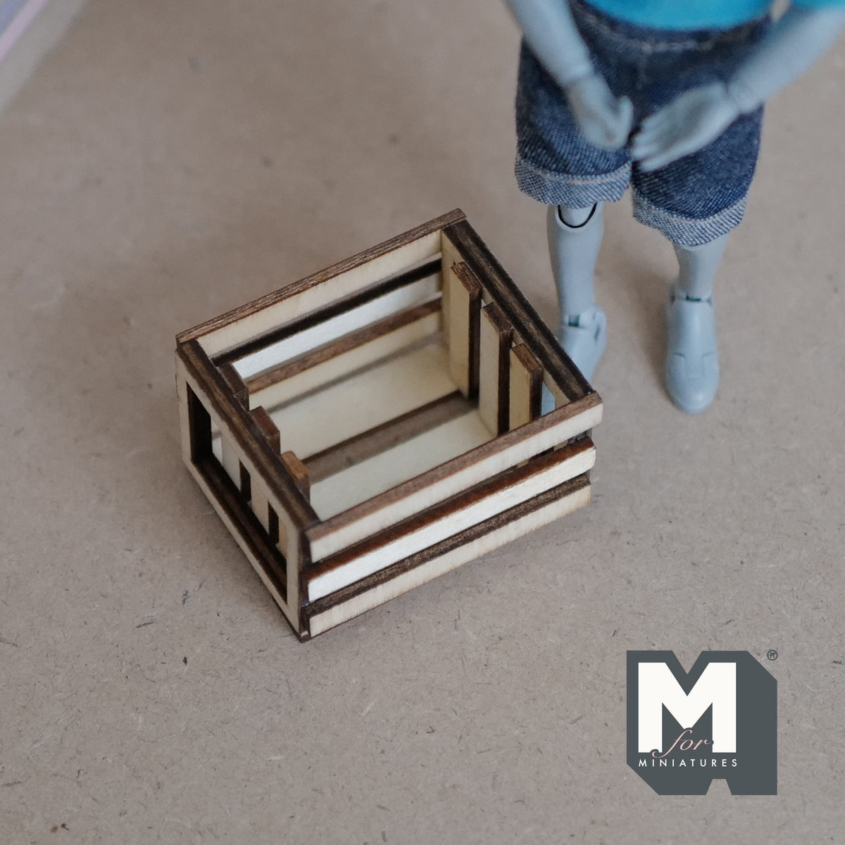 1:12 Scale Miniature Unpainted Wood Slatted Crates, Set of 2, 2 inch long, DIY Dollhouse Supply