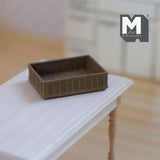 1:12 Scale Miniature Rectangular Basket (plastic) brown - D055