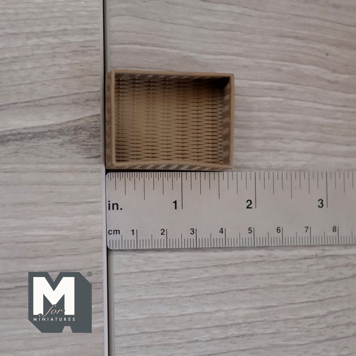 1:12 Scale Miniature Rectangular Woven Basket, 1-9/16 inch long, DIY Dollhouse Supply (brown)