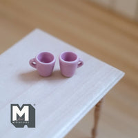 1:12 miniature ceramic coffee mug with handle tea cup set of 2 - WS3C H019