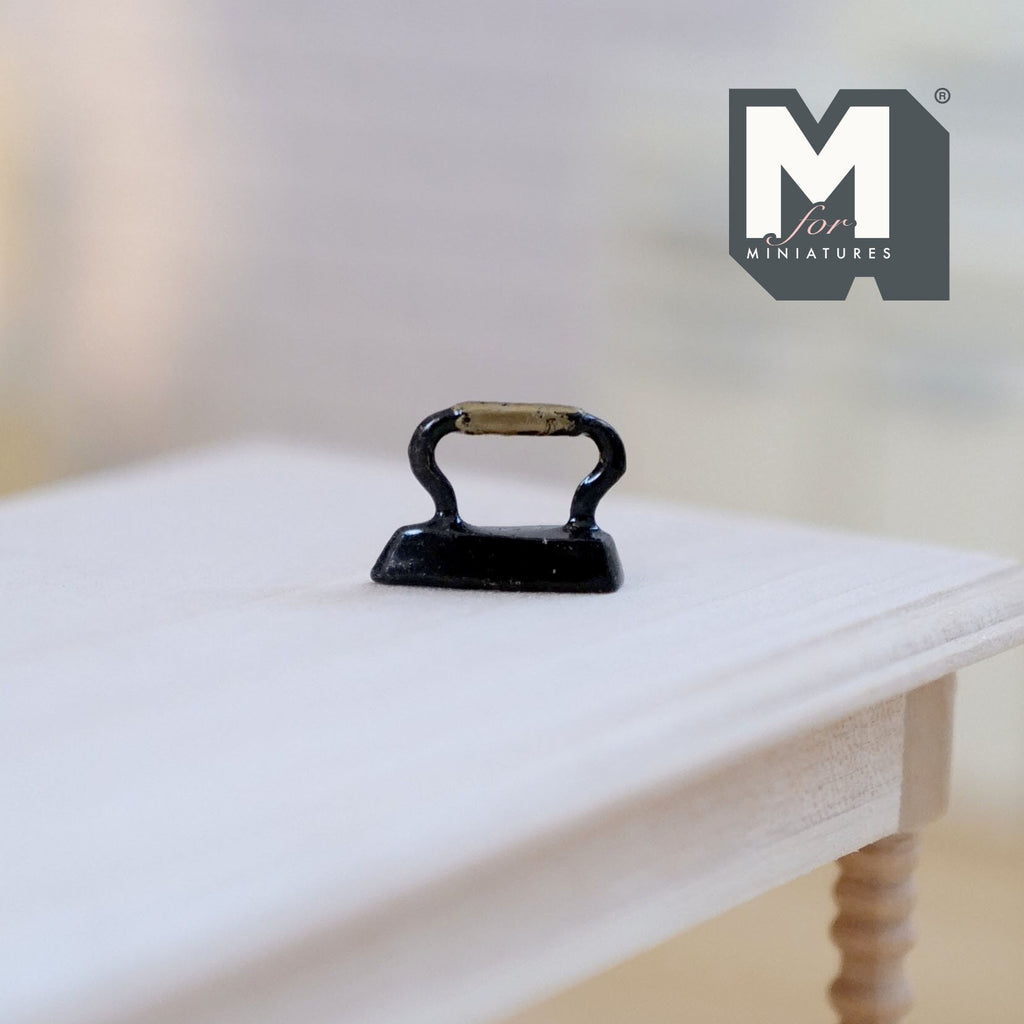 1:12 Scale Miniature Classic Flat Iron, 9/16 inch long, DIY Dollhouse Supply (black)