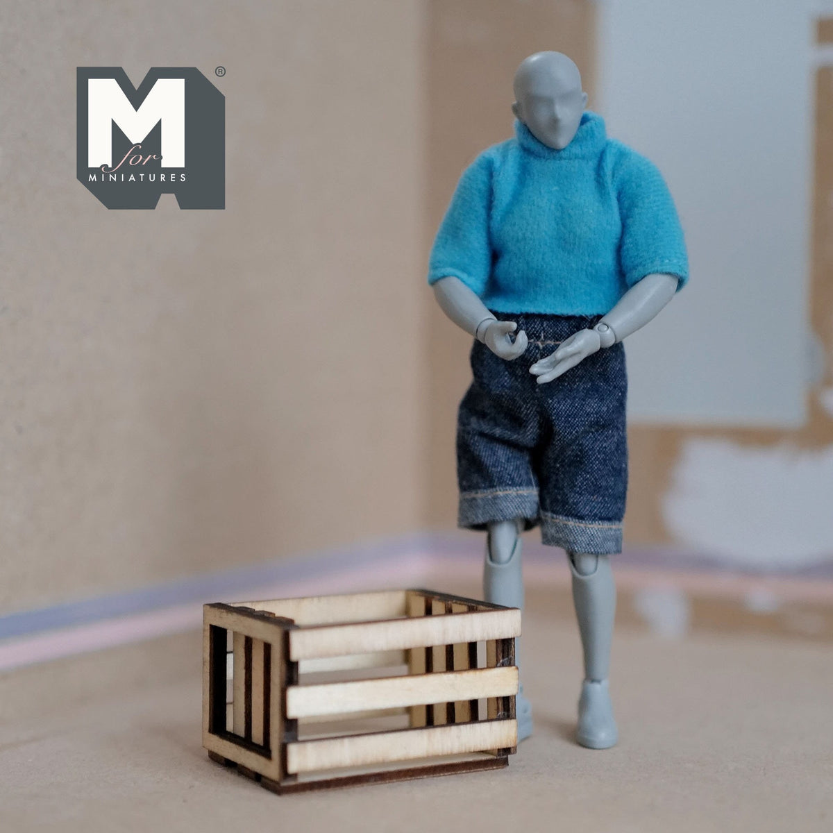 1:12 Scale Miniature Unpainted Wood Slatted Crates, Set of 2, 2 inch long, DIY Dollhouse Supply