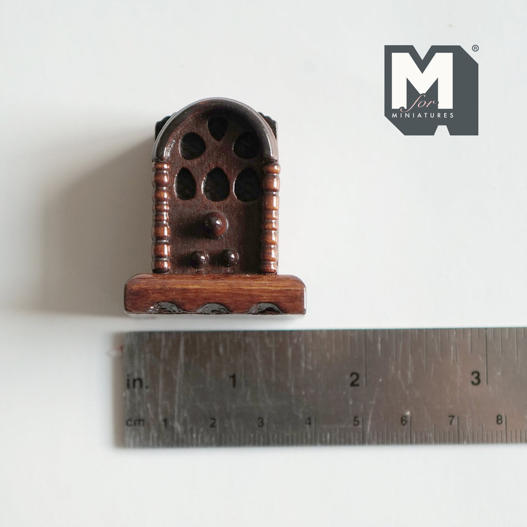 1:12 Scale Miniature Cathedral Tabletop Radio, 1-5/8 inch tall, DIY Dollhouse Supply (brown)