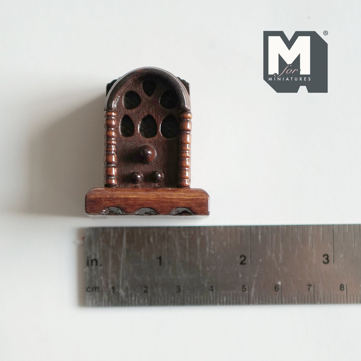 1:12 Scale Miniature Cathedral Tabletop Radio, 1-5/8 inch tall, DIY Dollhouse Supply (brown)