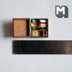 1:12 Scale Miniature Wood Needlework Box with Ribbons and Thread, 1-5/16 inch long, DIY Dollhouse Supply