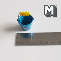 Miniature Metal Bucket 1:12 Scale Dollhouse Blue Bucket with Handle - E031