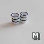 1/12スケール ミニチュア 白い陶器のボウル 青い縁取り 6個セット 直径約14mm DIYドールハウス用素材